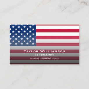 Cartão De Visita Bandeira Patriótica Americana EUA América Veterano