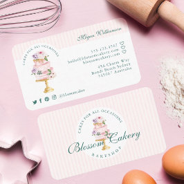 Cartão De Visita Banheiro de Bolo Floral de Aquarela Elegante e Ros