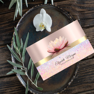 Cartão De Visita Banho Dourado Elegante, Lotus Rosa Dourado