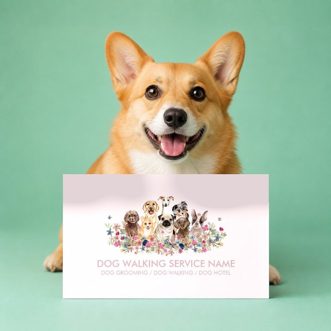 Cartão De Visita Banho Tosa Cachorro Único Pet Rosa (Criador carregado)