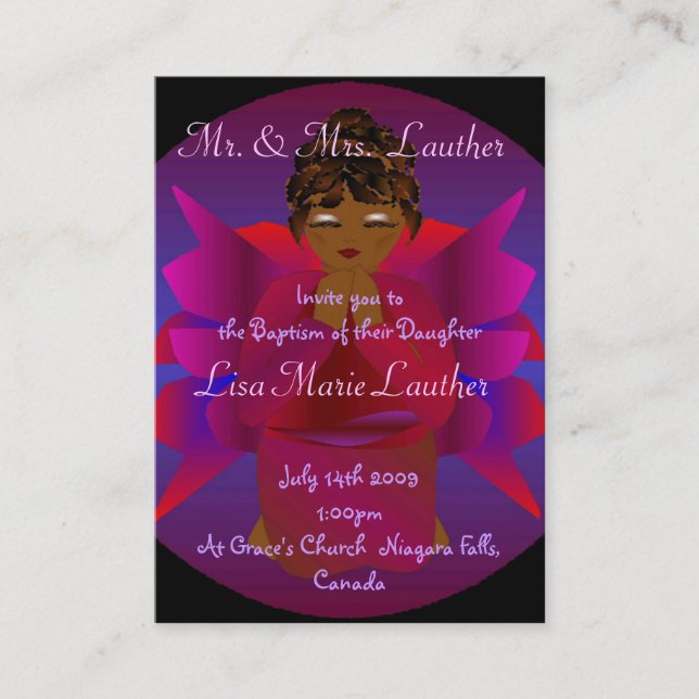 Cartão De Visita Baptismo do bebê do anjo mim (Frente)