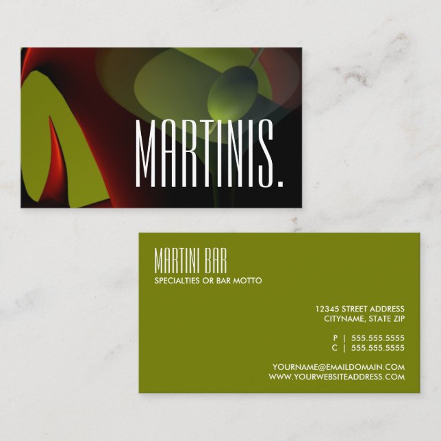 Cartão De Visita bar martini (Frente/Verso)
