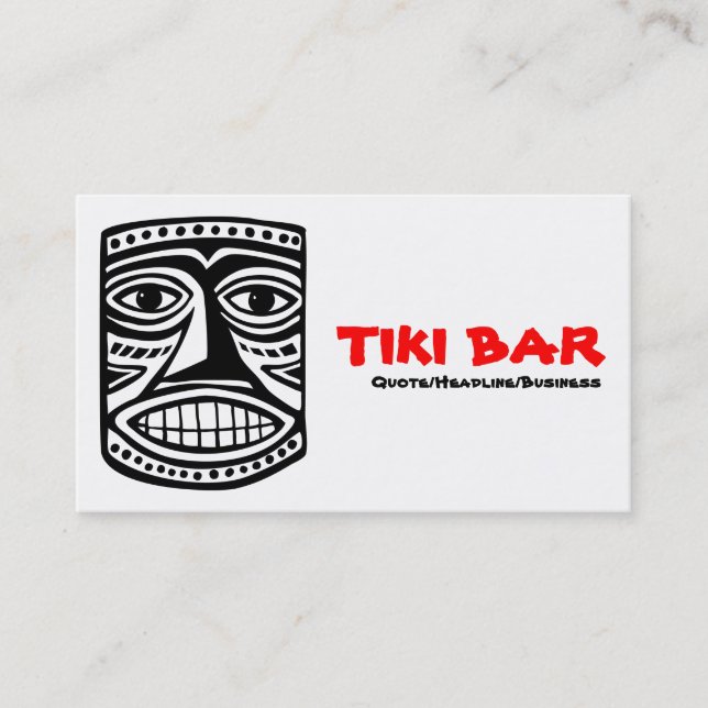 Cartão De Visita Bar Tiki - Preto, Vermelho e Branco (Frente)