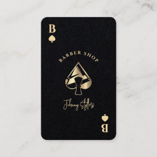 Cartão De Visita Barbearia ás de espadas dourado