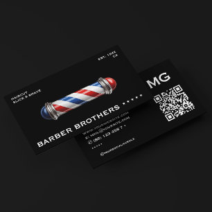 Cartão De Visita Barbearia Azul Branco Preto-Barbeiro