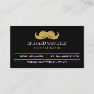 Cartão De Visita Barbearia Black and Gold Morden Berber