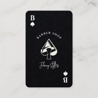 Cartão De Visita Barbearia Black white Ás de espadas