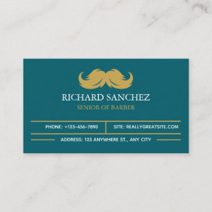 Cartão De Visita Barbearia Blue and Gold Morden