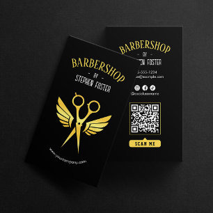 Cartão De Visita Barbearia Cabelo Cabeleireiro Barbearia Preto Dour