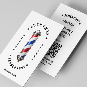 Cartão De Visita Barbearia Clássica - Polo Azul-Barbeiro Branco Ver