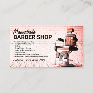 Cartão De Visita Barbearia com foto personalizada rosa
