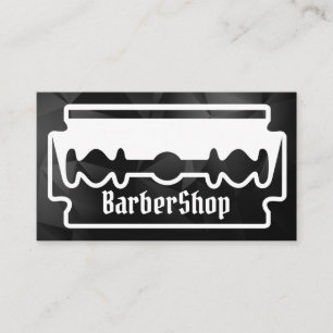 Cartão De Visita Barbearia criativa mínima de razão preta e branc