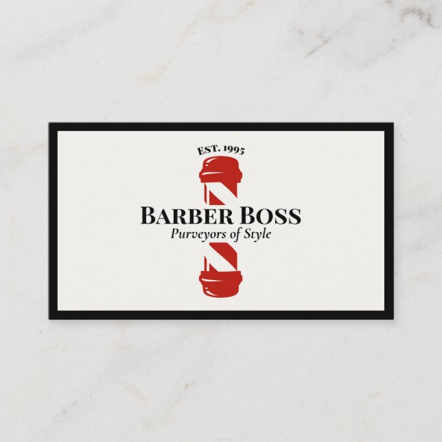 Cartão De Visita Barbearia legal de Polos de Barber Vermelho (Frente)
