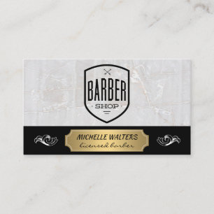 Cartão De Visita Barbearia   Mármore e Dourado