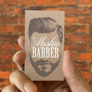 Cartão De Visita Barbearia Mestre Barber Rustic Kraft Hair #2