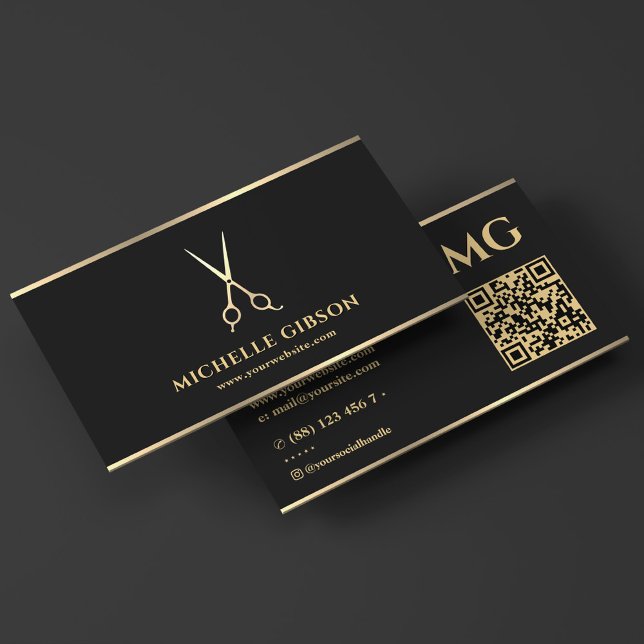 Cartão De Visita Barbearia Mínima Elegante Barber Barbearia Preta (Elegant Barber Minimal Scissors Barbershop Black Business Card
)