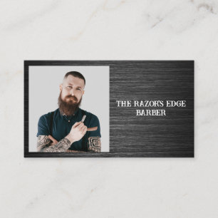 Cartão De Visita Barbearia Moderna e Elegante Preta e Cinza
