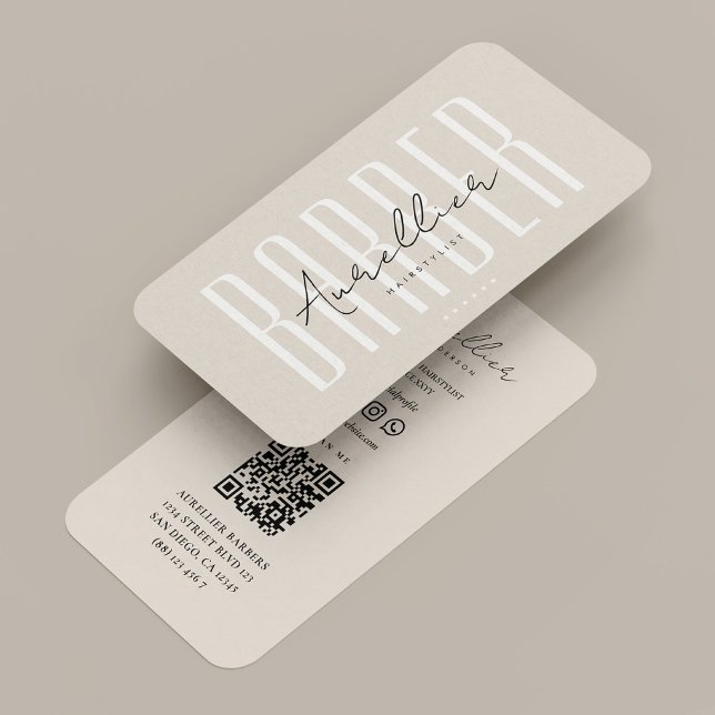 Cartão De Visita Barbearia Móvel Barbeiro Areia Script Minimal (Mobile Barber Barbershop Sand Script Minimal Business Card
)