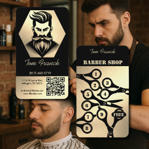 Cartão De Visita Barbearia Profissional black&Gold Lealdade e