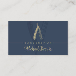 Cartão De Visita Barbearia Razor Navy