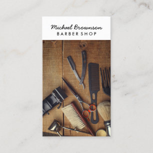Cartão De Visita Barbearia Rustic Wood hipster