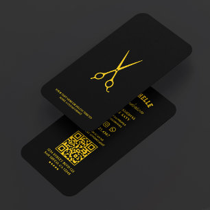 Cartão De Visita Barbearia Tesoura Amarela Preta Minimalista Barbei