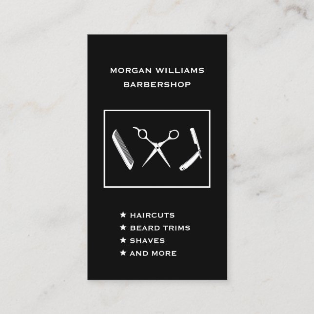 Cartão De Visita Barbearia Vertical Barber Hair Shave Social Media (Frente)