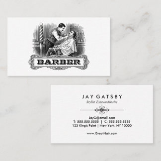 Cartão De Visita Barbearia Vintage Preto e Branco Retro