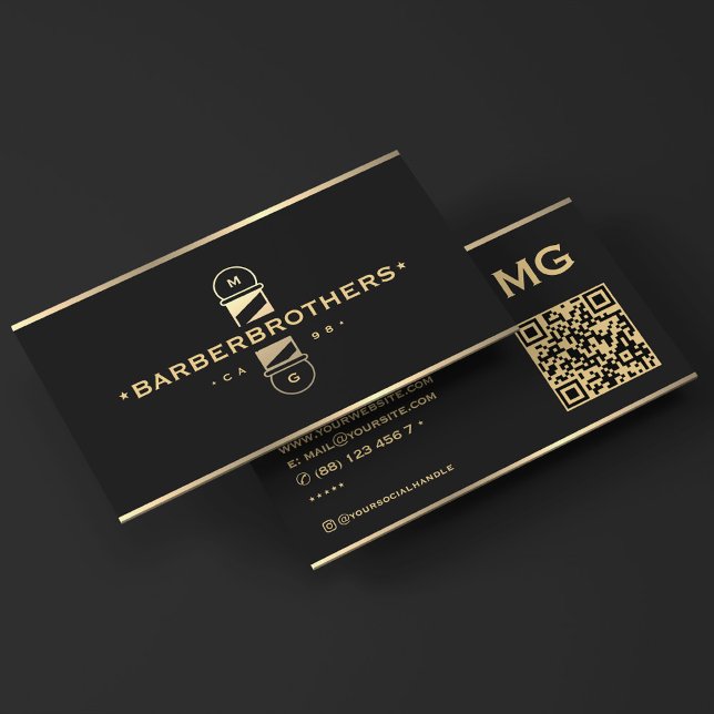 Cartão De Visita Barbeiro Clássico Elegante Preto (Elegant Classic Barber Pole Barbershop Black Business Card
)