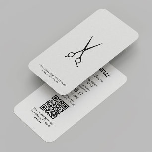 Cartão De Visita Barber Barbershop Tesoura Mínima Cinza de Luz