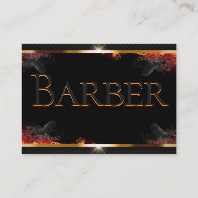 Cartão De Visita Barber Black, Cinza Dourada (Frente)