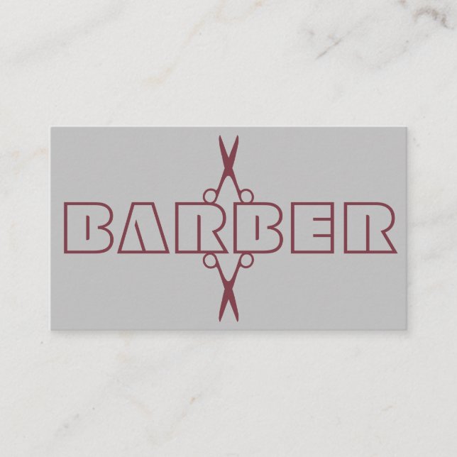 Cartão De Visita Barber - cinza de tesoura de guião de burgundy pro (Frente)