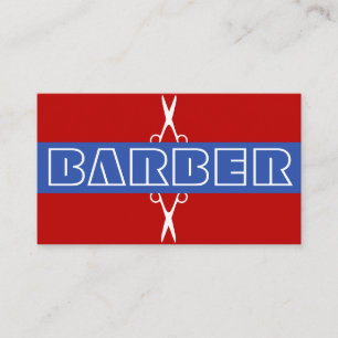 Cartão De Visita Barber compra azul branco moderno