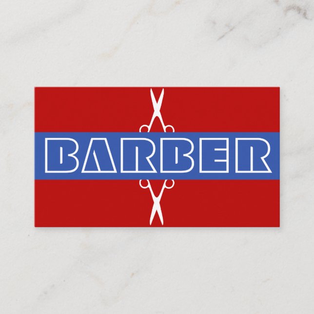 Cartão De Visita Barber compra azul branco moderno (Frente)