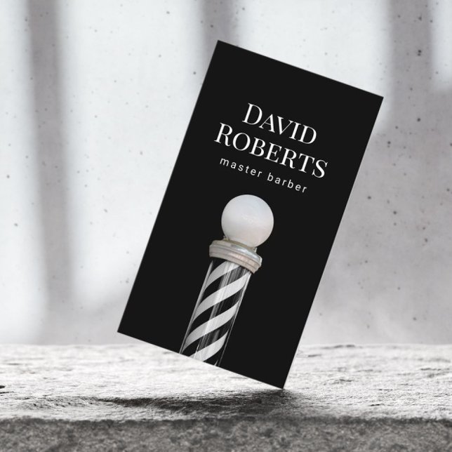 Cartão De Visita Barber Compra Cabelo Negra Mínimo de Barbeiro Negr (Criador carregado)