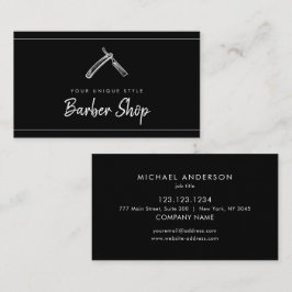 Cartão De Visita Barber de Ferramentas Clássico de Vintagem Negra