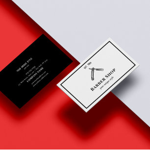 Cartão De Visita Barber de Ferramentas Clássico de Vintagem Negra