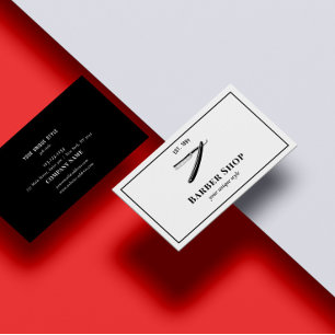 Cartão De Visita Barber de Ferramentas Clássico de Vintagem Negra