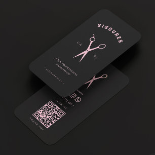 Cartão De Visita Barber de Tesoura-de-Tesoura Pink Stylist Hair