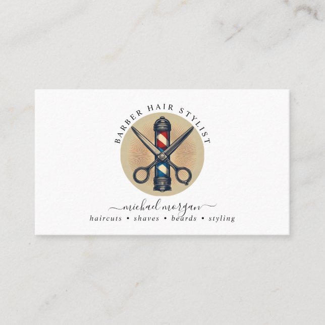 Cartão De Visita Barber Hair Stylist Simples (Frente)