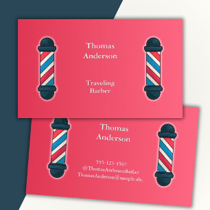 Cartão De Visita Barber Haircut Minimalista Red Rosé