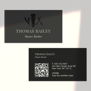 Cartão De Visita Barber - Hetero Razor e Tesoura QR