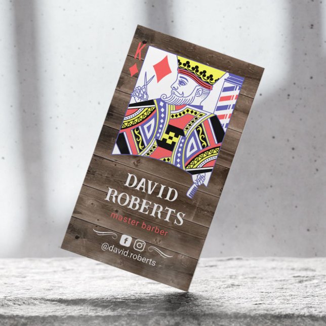 Cartão De Visita Barber King Hairdresser Russo Wood Hair Stylist (Criador carregado)