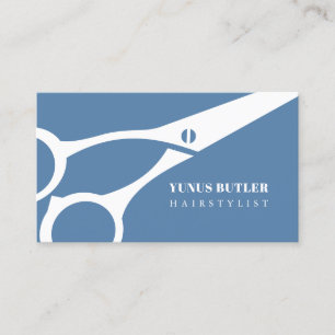 Cartão De Visita Barber Minimizador de Cabelo de Tesoura Azul Dusty