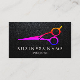 Cartão De Visita Barber Moderna Tesoura Colorida Lista de Cabelos