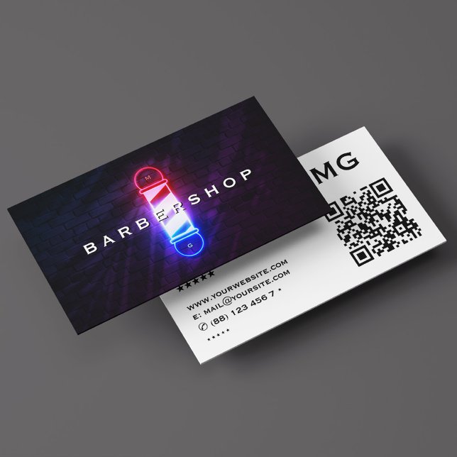 Cartão De Visita Barber Polo Vermelho Branco Azul Brilho Barbearia  (Barber Pole Red White Blue Glow Barbershop Retro Business Card
)