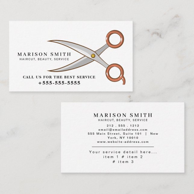 Cartão De Visita Barber Shop Hair Stylist Professional Barbershop (Frente/Verso)