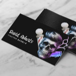 Cartão De Visita Barber Skull Barbershop Hair Stylist Moderno Black<br><div class="desc">Barber Skull Barbershop Hair Stylist Modern Black Cartões de visitas.</div>