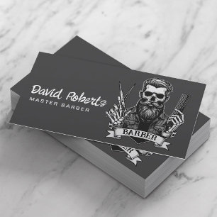 Cartão De Visita Barber Skull Barbershop Na moda Hair Stylist