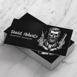 Cartão De Visita Barber Skull Barbershop Stylist